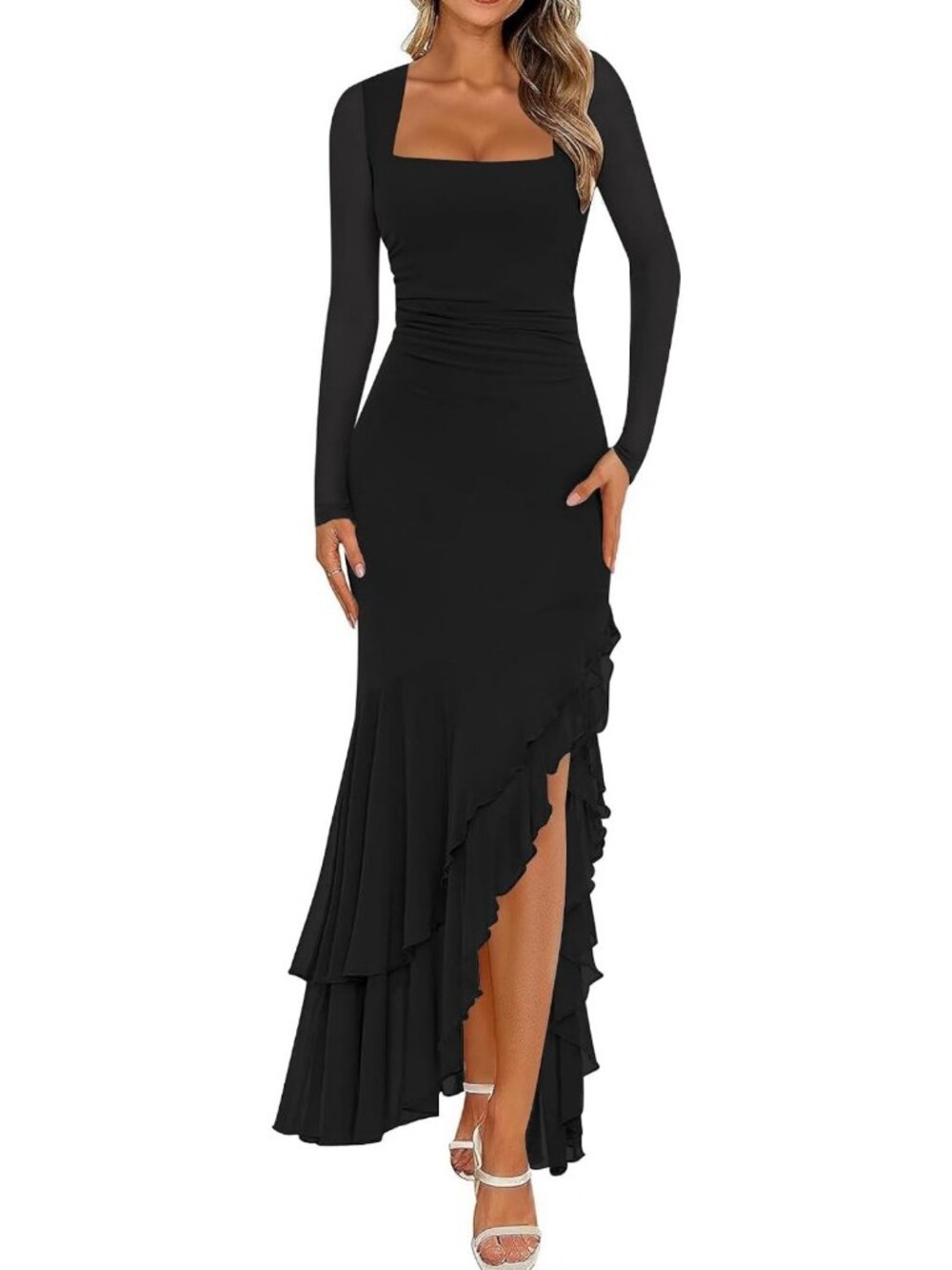 Chic Women's Long Sleeve Bodycon Maxi Dress for Fall Weddings & Events